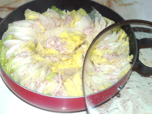 白菜と豚こまのミルフィーユ鍋