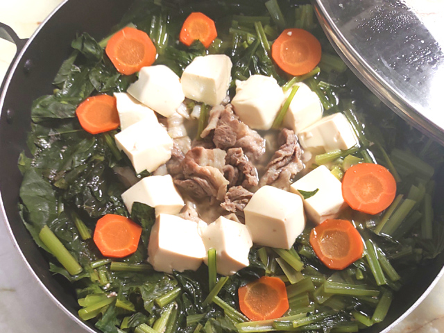 小松菜と豚こまの常夜鍋